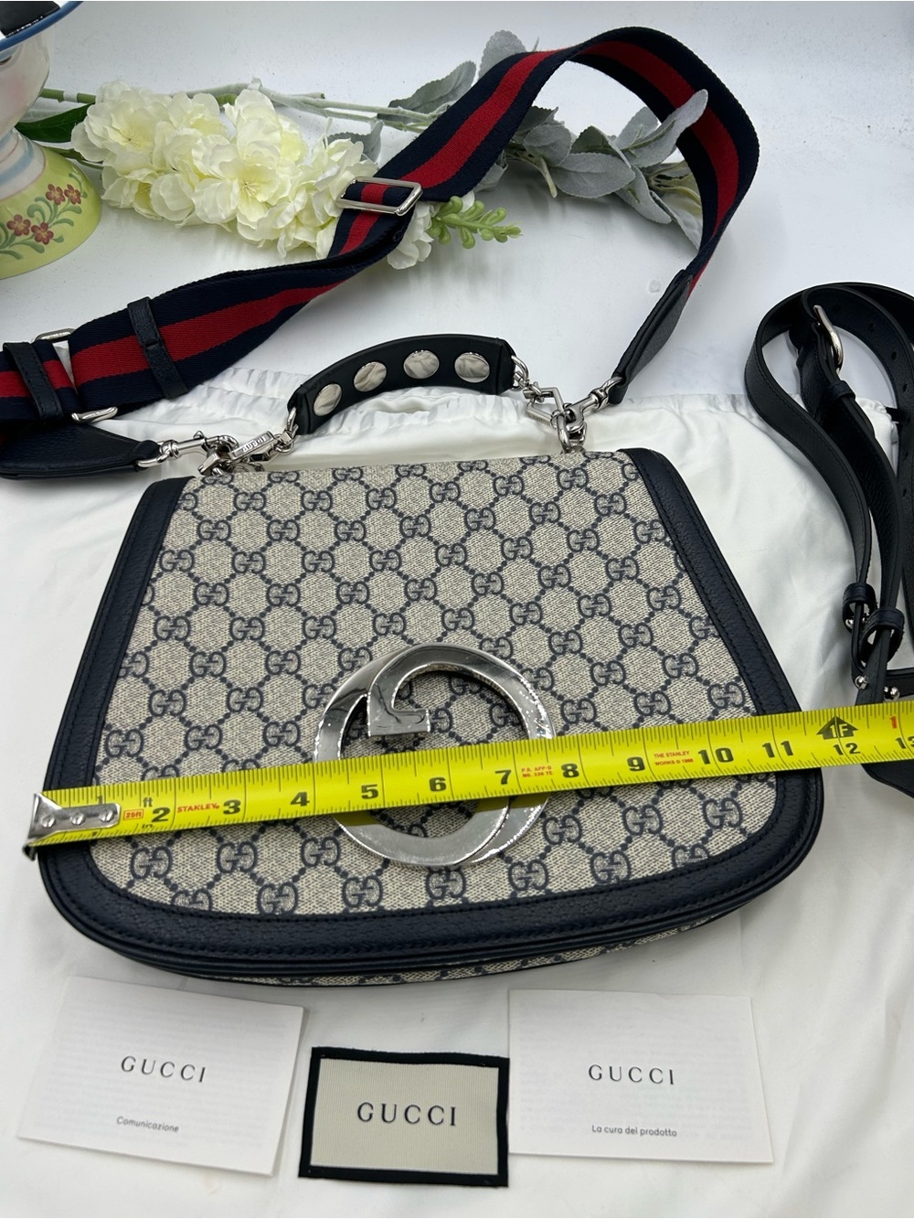 Women's Gucci Blondie iconic GG Supreme canvas shoulder Bag made in Italy - Picture 10 of 16